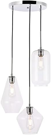 Living District Gene 3 Lt Chrome and Clear Glass Pendant