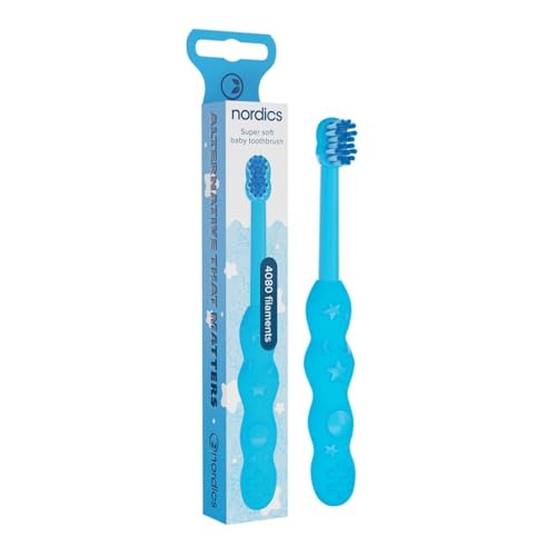 Spazzolino da denti ecologico per bambini, da 0 a 2 anni, con 4.080 setole, blu | Nordics