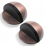 2 Pack Stainless Steel Half Dome Floor Door Stopper Self Adhesive Door Stoppers Floor Doors Stop Wall Protector No Drill Doors Stoppers for Living Room Bedroom Bathroom Office (Bronze)
