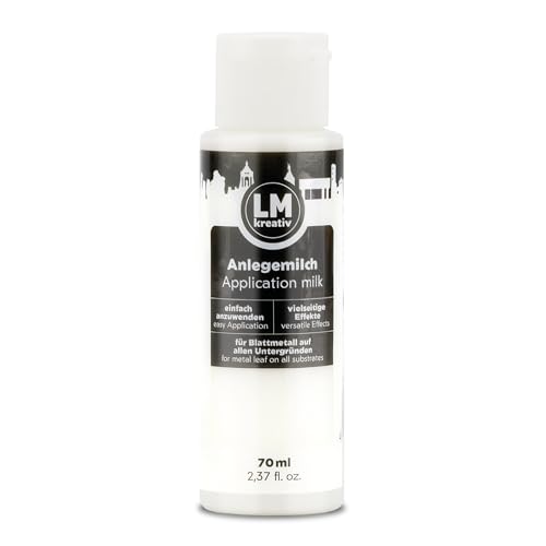 LM-Kreativ Anlegemilch 70ml - Transparent - Spezialkleber für Schlagmetall Gold und Blattmetall | Perfekt als Blattgold Kleber u. Anlegemilch für Blattgold zum Basteln und Veredeln von DIY-Projekten
