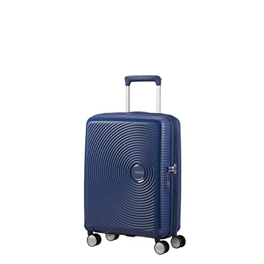 American Tourister Soundbox - Equipaje de mano ampliable Spinner S, 55 cm, 41 L, Azul (Azul Medianoche)