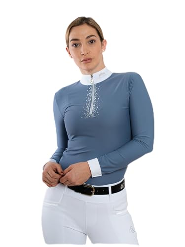 Philou Equestrian Women's Long Sleeve Show Shirt with Crystal Pattern,