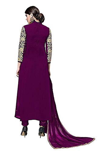 Florely Women's Embroidered Georgette Semi-Stiched Anarkali Gown with Dupatta(Codding)