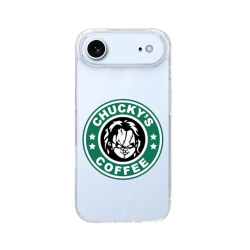 チャイルド プレイ チャッキー コーヒー ホラー映画 iPhone17Air用ケース スマホケース TPU アイフォン17Air用カバー 軽量 携帯カバー 耐衝撃 全面保護 人気 おしゃれ かわいい キャラクター ワイヤレス充電対応