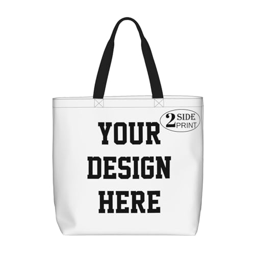Custom Tote Bags for Women with Team Logo Text Picture,Personalized Tote Bag Gifts for Friend Mom Teacher Sister,Customized Reusable Shopping Handmade Totes Beach Bag for Business Work