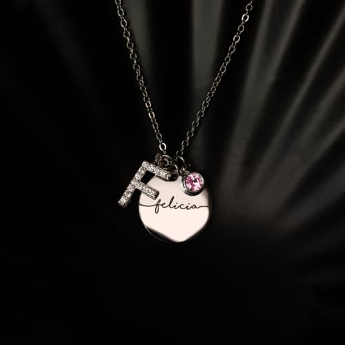 MignonandMignon Personalized Initial Birthstone Necklace for Women Gold Name a Necklace Coin Pendant Custom Jewelry for Mom Gifts for Her – CN-ZI-BS-N3