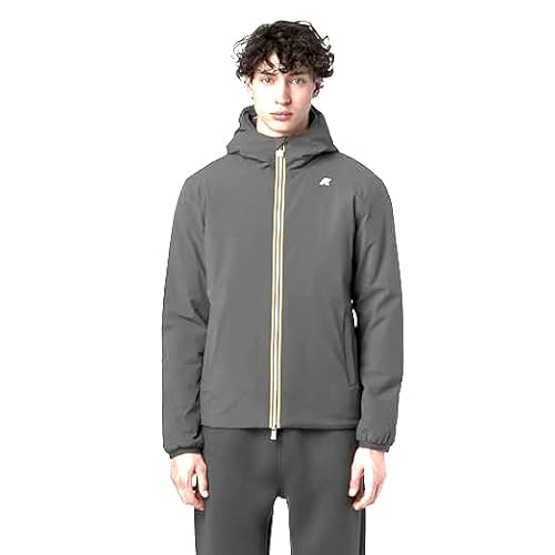 K-Way JACK ST WARM REVERSIBLE GREY SHADOW DK-GREEN OAK Veste imperméable réversible grise pour homme Tg M