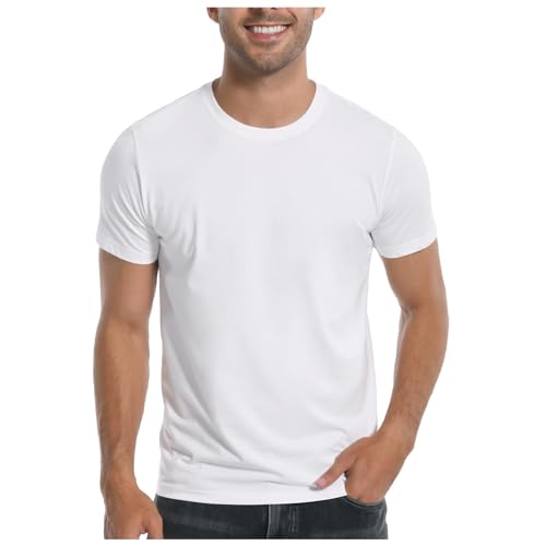 Image of Generisch 2025 Men's T-Shirt Ultra Soft White Plain Crew Neck Casual Basic T-Shirt for Men Nursing Vest, White, XXL