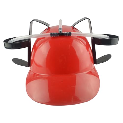 Beber capacete, lata suporte para beber chapéu engraçado gorro de cerveja inovadora tampa de beber plsatic com suporte de lata e palha para refrigerantes de cerveja, vermelho