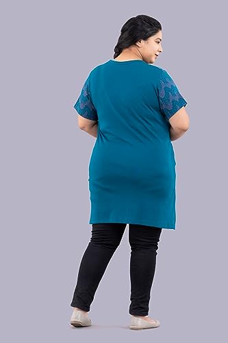 Image of CUPID Women's Cotton Plus Size Half Sleeves Long Top for Semi Summers with One Side Pocket for Ladies Printed T Shirt 3XL to 7XL