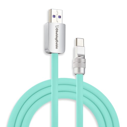 Image of chubbycable Chubby 2.0 Fast Charging Cable Durable Soft Silicone USB C Cable 120W Extra Thick Charger Cord Compatible with iPhone 17-15 Series iPad, Light Blue, USB-A to Type-C, 9.8 FT