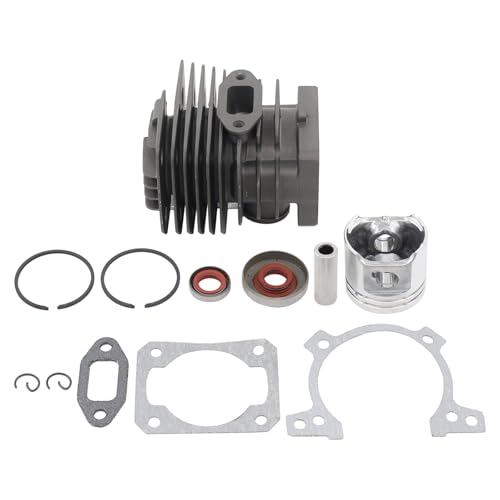 Kolben Zylinder Dichtsatz 38mm Zylinderkolben Dichtungssatz mit Kolbenring Kolbenbolzen Sicherungsclips Simmerringe Auspuffdichtung Zylinderfußdichtung für Stihl FS 220 FS 180 FS 160 Motorsense
