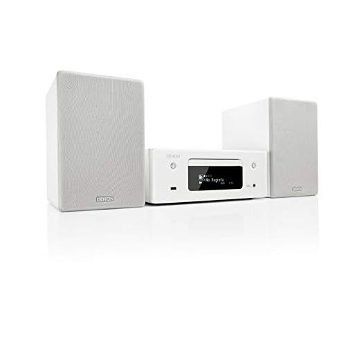 Denon CEOL N-10 Kompaktanlage, HiFi Verstärker, CD-Player, Internetradio, Musikstreaming, HEOS Multiroom, Bluetooth & WLAN, AirPlay 2, Alexa Kompatibel, 2 Optische TV-Eingänge, mit Lautsprecher, weiß