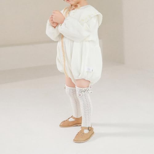 Lace Mesh Bow Princess Socks | Delicate Floral Long Stockings for Girls | Premium Combed Cotton2