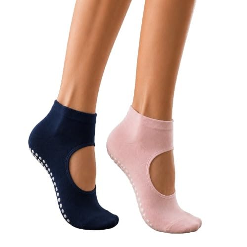 Women’s Anti-Skid Yoga Grip Socks | Silicone Sole, Soft Breathable Cotton Blend | For Pilates, Barre, Dance & Barefoot Workouts-image-1