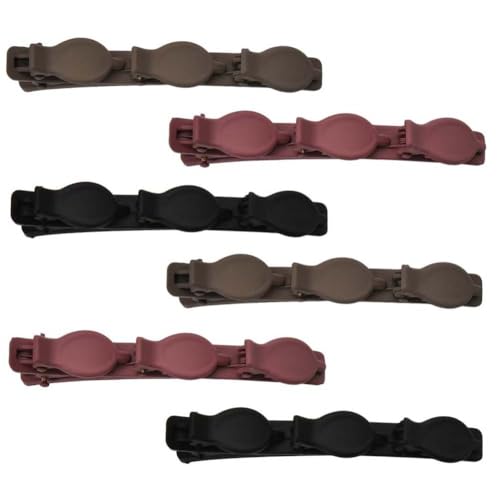 Braided Hair Clips for Women and Girls - Double Layer Side Hair Clip - Black Red Brown Duck Billed Hair Accessories - 6PCS Nonslip Barrettes for Thick and Thin Hair (style-1)