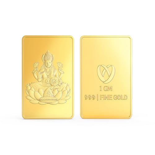 Image of Joyalukkas 24K 999 Purity | 1 gram | Pure Gold Bar | Rectangle Shape | Lakshmi Design.
