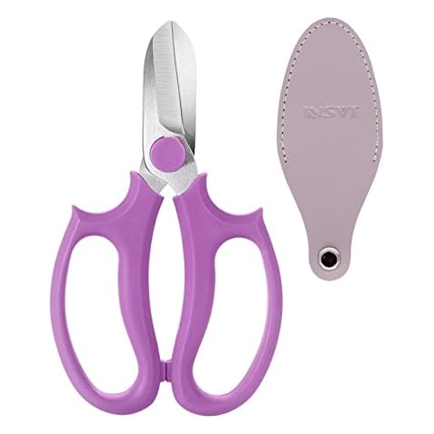Jasni Garden Pruning Shears Scissors with Comfort Grip Handle, Premium Steel Professional Floral Scissors, Perfect for Arranging Flowers, Pruning, Trimming Plants, Gardening Tool (Purple) Cover