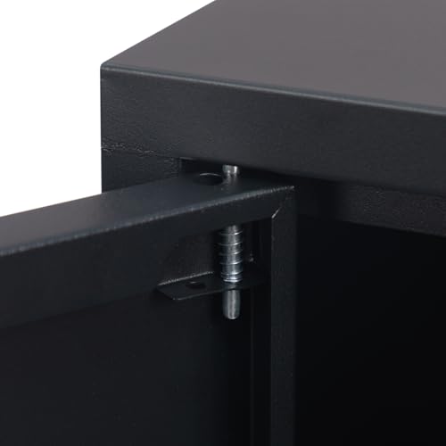 HollyHOME Armario de almacenamiento de metal con puerta, armario de almacenamiento de oficina con cierre magnético, armarios de archivado con estantes ajustables para sala de estar, negro - imagen 6