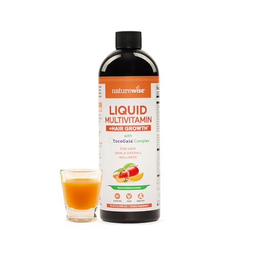 Image of NatureWise Liquid Multivitamin Hair Growth for Women & Men + Tocogaia for Hair Growth & Skin Elasticity Support + Biotin, Vitamin D, E, B - Sugar Free Multivitamin, Vegan - 15 fl oz[15 Servings]