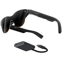 مجموعة نظارات RayNeo Air 3s Pro ومحول USB-C - نظارات عرض فيديو HueView 2.0 201 بدقة 1200 شمعة في المتر المربع وتردد 120 هرتز