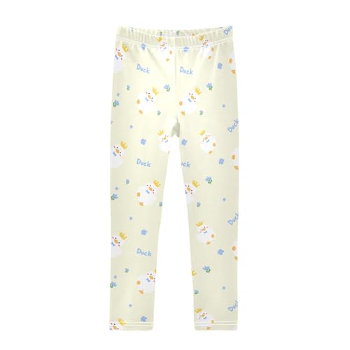 Cute Little Cartoon Ducks Girls Leggings Soft Comfortable Athletic Leggings Dancing Pants for 4-10 Years