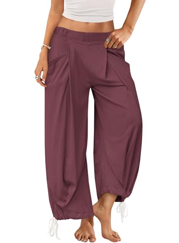 Yanekop Womens Baggy Wide Leg Pants Casual Fall Loose Palazzo Pants High Elastic Lounge Trousers with Pockets 2025