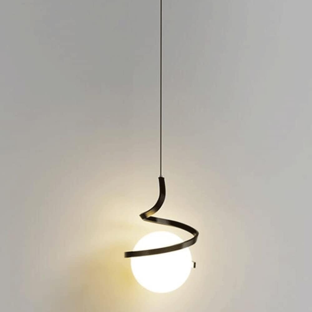 Fashion Indoor Spherical Chandelier Simplicity Bedside Bedroom Decoration Pendant Lights Indoor Ceiling Suspension Lighting for Living Room Bedroom Dining Room Hallway (Color : Black)