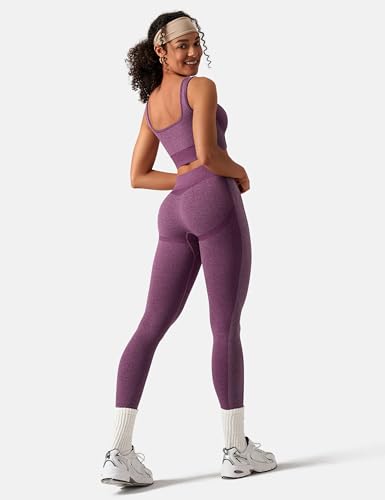 Image of OLCHEE Womens Workout Sets 2 Piece Seamless Square Neck Sports Bra Padded Butt Lifting Leggings High Waist Yoga Gym Outfits