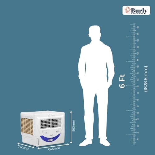 Image of Bhaburly Chill 55L Window Air Cooler for Home Powerful Air Throw Dual Side Water Inlet Wood Wool 1350 RPM 200 W 1 Year Warranty 8 inch Blower 3200 cmh Inverter Compatible 1 yr Warranty