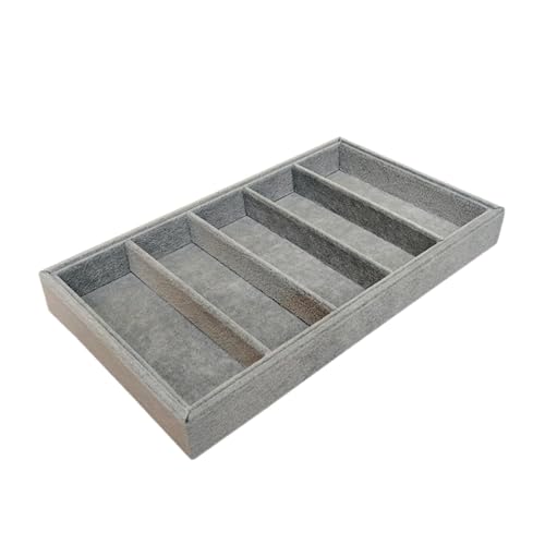 Bandeja expositora de gafas con 5 rejillas organizador de almacenamiento para gafas de sol, relojes, joyas, tablero DM gris