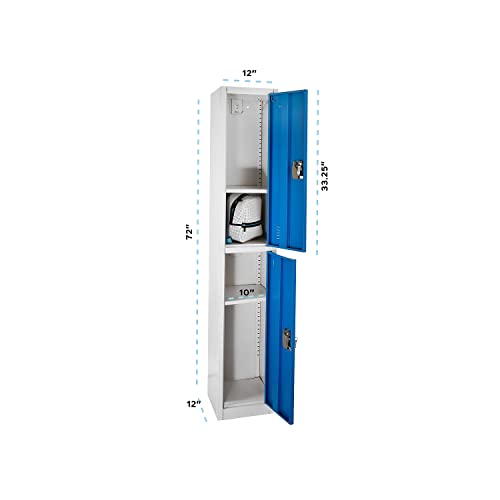 Adiroffice 72-Inch 2-Tier Blue Storage Locker, 2/Pack (629-202-Blu-2Pk) #TOP2