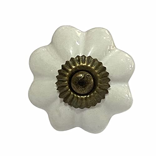 Image of Maison Belle Ceramic Door Knobs - Gold Antique Finish (Size 1.75 INCH, Pack of 6) (1 - White Melon)