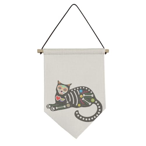 Drapeau en toile chat noir pour décoration Halloween d'ambiance terreur