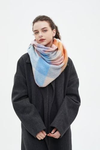 Womens Fall Winter Scarf Plaid Oversized Large Triangle Blanket Scarves Fashion Soft Shawl Wrap4