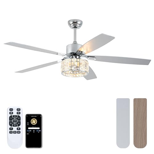 Esiovco Chandelier Ceiling Fans with Lights and Remote,Caged Ceiling Fan