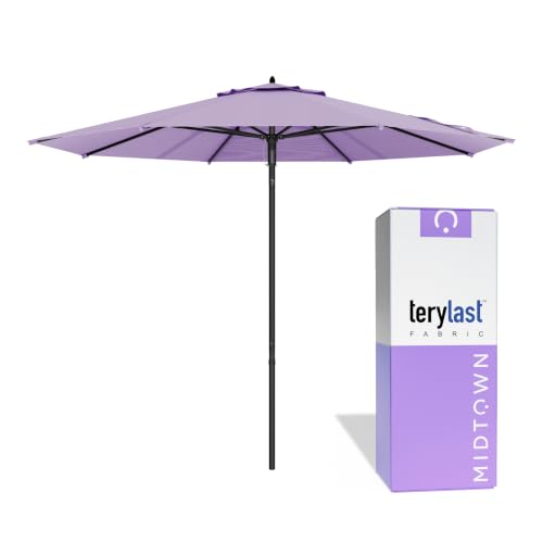 Image of Midtown Umbrellas Push and Pop - 8 Ft Patio Umbrella, Midtown Purple Canopy