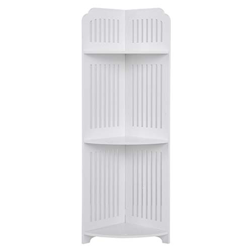 3 Tier Corner Shelves, Bathroom Bathtub Tension Shower Caddy Holder, Corner Ladder Shelf for Living Room, Bookcase Display Organizer, Multipurpose Corner Shelving for Small Spaces (White)