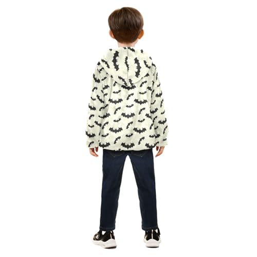 Halloween Bat Toddler Fleece Jacket Baby Boys Hooded Zipper Long Sleeve Thick Warm Outerwear 3-10 Years4