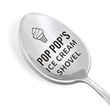 Pop Pop's Ice Cream Shovel Gift, Father's Day Gifts for Pop Pop Grandpa Papa Grandad Grandfather Birthday Christmas Gift, Best Grandpa Ever Gifts Engraved Ice Cream Spoons Stainless Steel