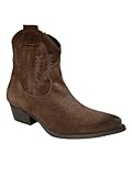 Fodera in Ecopelle Divine Follie DF 122 Camoscio Testa di Moro Marroni Stivaletti Texani Bassi Stivali da Donna Vera Pelle Cerniera Country Suola Gomma Sintetica Tacco Largo 4,5 cm 38