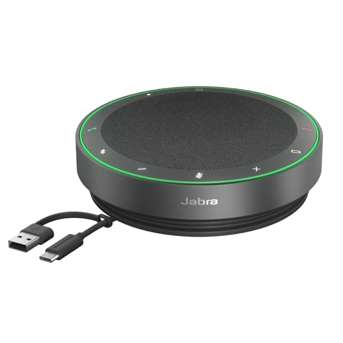 Jabra Speak2 75 Enceinte Bluetooth avec 4 micros antibruit, Haut-Parleur 65 mm Pleine Gamme et Audio à très Large Bande - Certifié pour Google Meet - Gris foncé