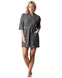 Turkish Linen Lightweight Waffle Knit Bath, Spa & Bridesmaids Kimono Short Robes for Women - Quick Dry & Soft