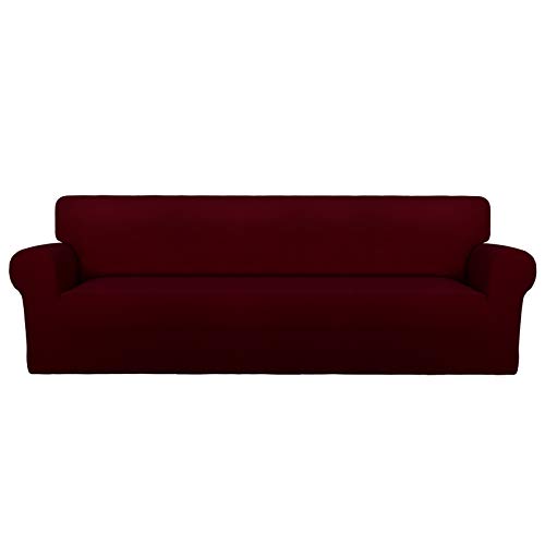 PureFit 4 Seater Sofa Slipcover – Stretchy Non Slip Fabric, Wine