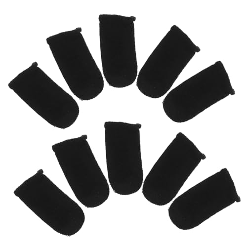 CHICAMPERA 10 Pièces Manchons de Doigt Transpiration pour Jeux Mobiles de Respirants Ultra Fins Fibres pour Écran Tactile Couleur Noire Idéals pour Gamers