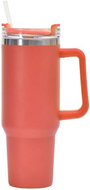 40 oz Tumbler with Handle，Stanley Cup Accessories Include，Insulated Cup Reusable Stainless Steel 304 Water Bottle Mug Cups as a Birthday Gifts For Women Men Friend Coworker (#1橙红), bwb01