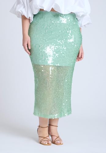 ELOQUII Women's Plus Size Semi Sheer Sequin Midi Skirt2