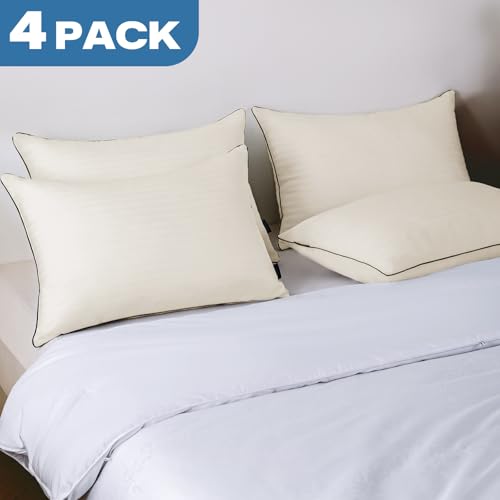 GOHOME Pillows Standard Size Set of 4 - Bed Pillows for Sleeping 4 Pack, Cooling Supportive Hotel Pillows with Premium Soft Down Alternative Fill for Side Stomach and Back Sleepers