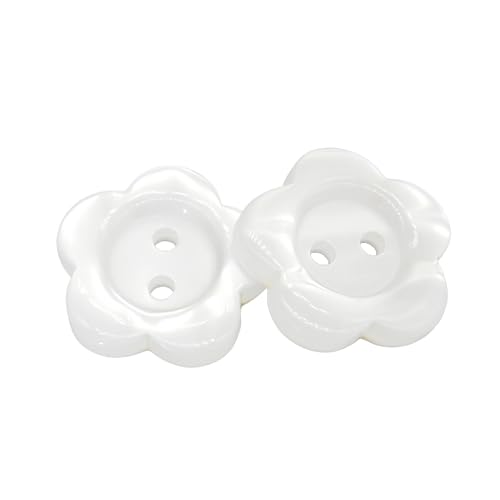 CANDEOLA 40-Pcs 3/4 White Flower Buttons | Bulk Sewing Replacement Buttons for Sewing Crafts Clothes Decorations (20mm White)