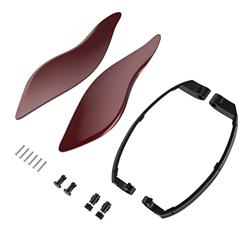Mats-Csrewy Fairing Air Deflectors for Harley,Side Wings Windshield Adjustable Air Deflectors for Harley Touring Road King Electra Glide Street Glide Road Glide 2014-2023 Mysterious Red Sunglo